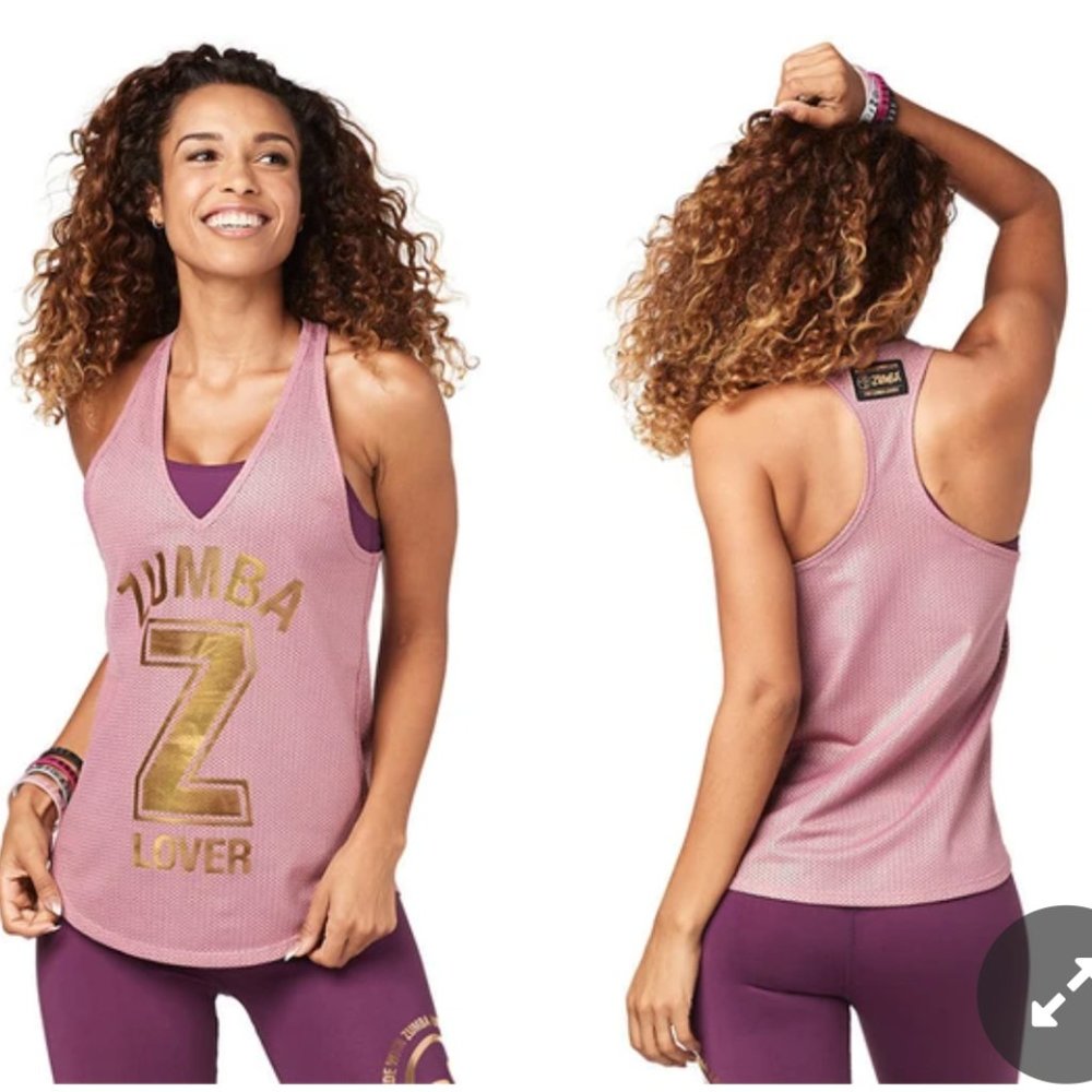 Zumba Wear - Zumba Lover Metallic Mesh Tank - Fading Rose